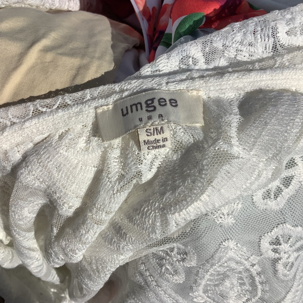 UMGEE White Boho Lace Duster Kimono Cardigan S/M - Picture 5 of 5